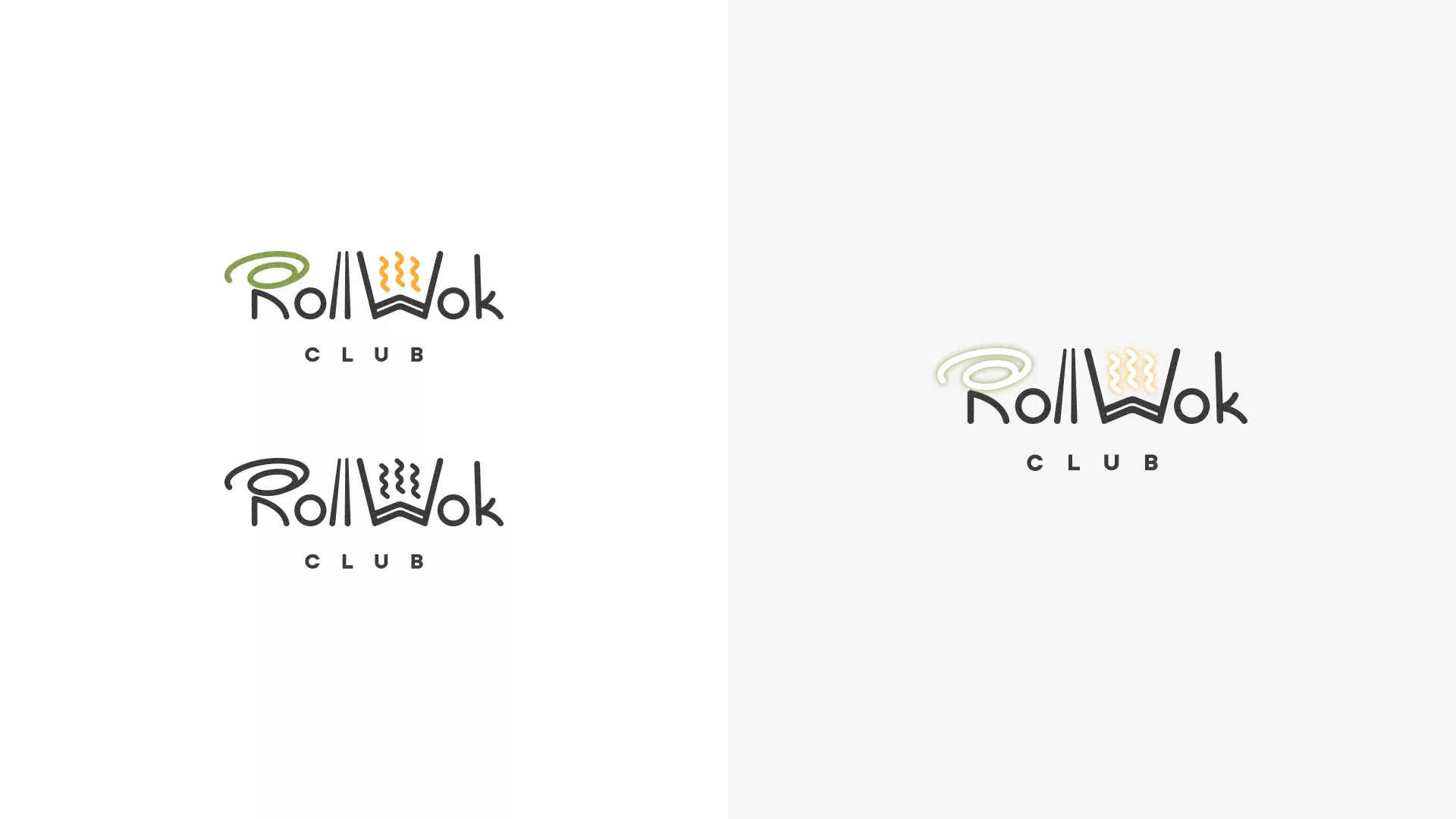 Разработка логотипа и фирменного стиля суши-бара «Roll Wok Club» в Усинске
