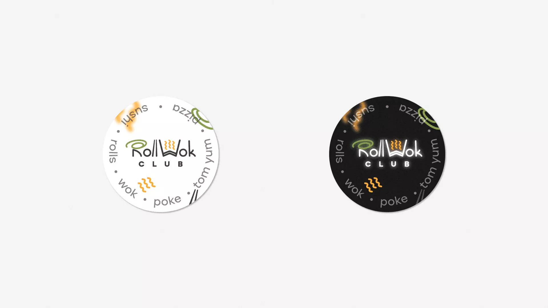Разработка наклеек для суши-бара «Roll Wok Club» в Усинске